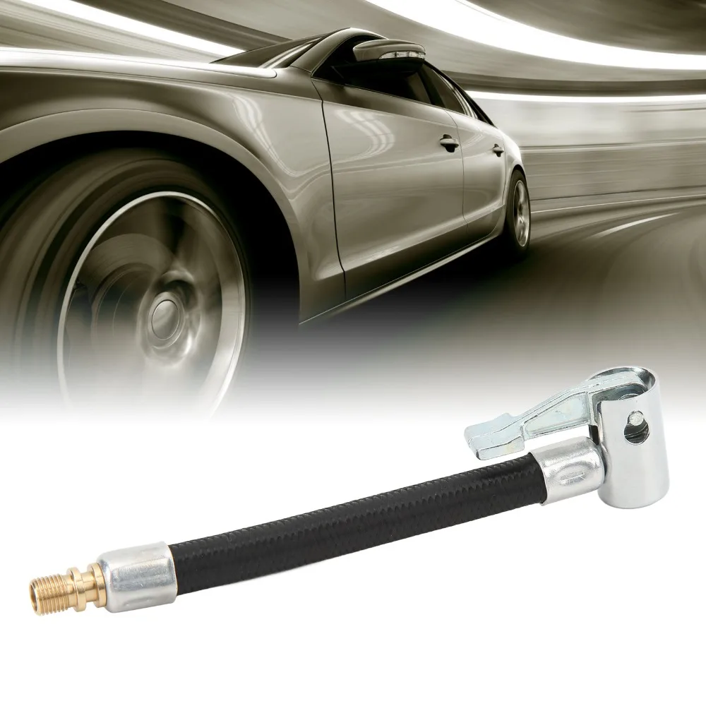 5PCS 10cm / 3.94 Inch Tire Inflator Hose Aluminum Alloy Fitting Braided Rubber Hose Tire Pump Hose Brass Threaded End