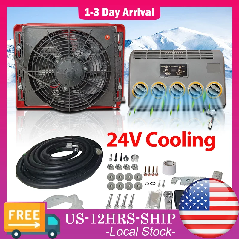 Treeligo 24V Electric Truck Camper Van Air Conditioner Automotive Split Air Conditioner AC Unit 6000 BTU For Truck RV Van AC