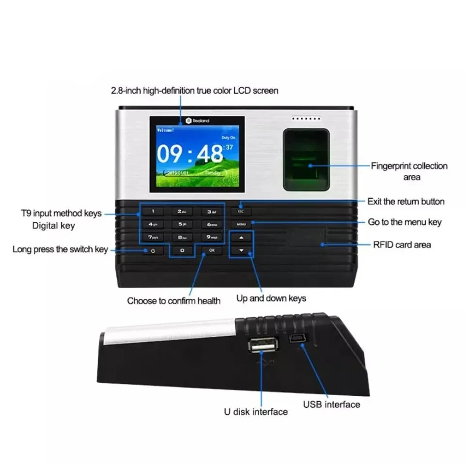 Real and mit p2p Cloud Server Zeiter fassung maschine 125kHz RFID-Karte tcp/ip Finger abdruck Zeit rekorder Büro terminal