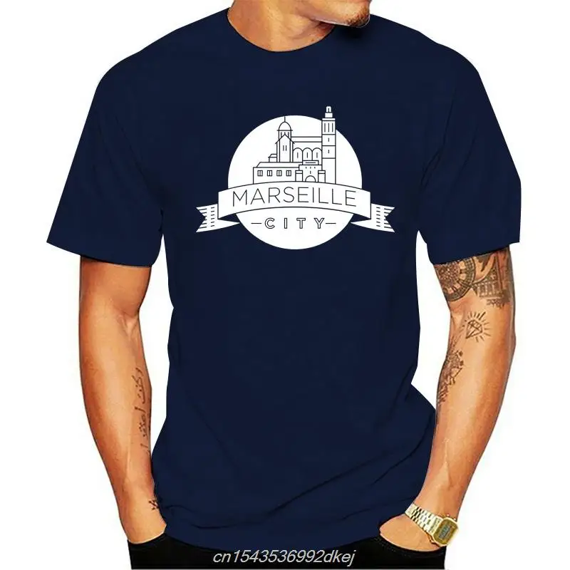 Футболка Marseille City для мужчин и женщин с героями мультфильмов, повседневная короткая ткань с круглым вырезом Cn (походження)