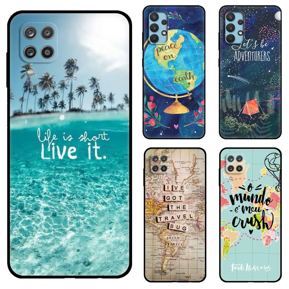 Travel Pack your Bags Lets Go Clear Black tpu Case For Samsung galaxy M53 M13 M62 A12 A22 A22S A32 A42 A52 A52S A72 4g 5g A20S