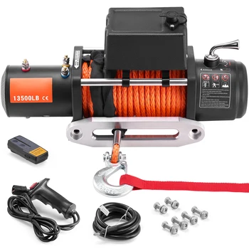 SucceBuy 13500lbs Electric Winch Car Truck Winch with 80ft S...