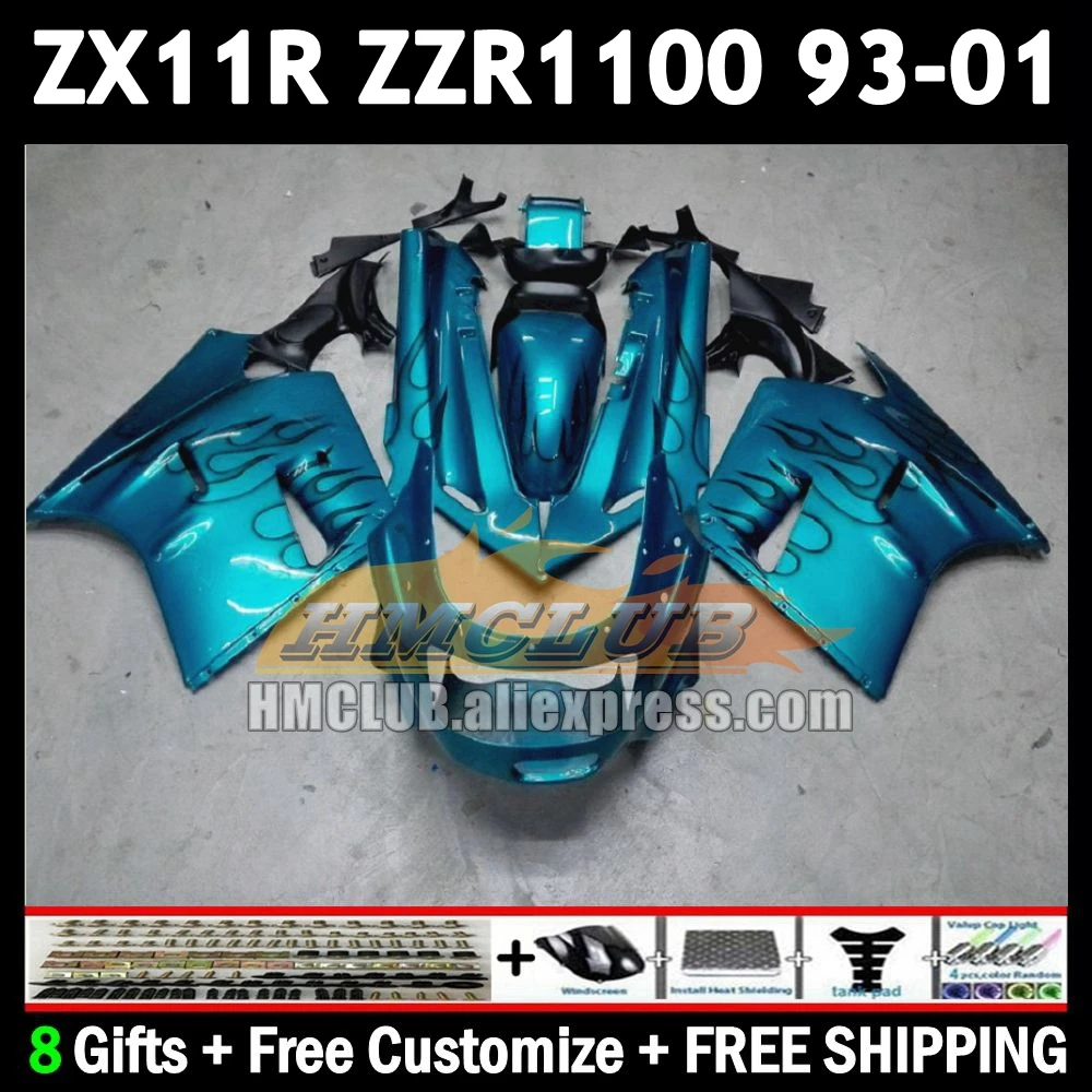 ZX-11R For KAWASAKI NINJA ZX11 ZZR 1100 ZX 11 11R 175No.57 ZZR1100 ZX11R 1993 1994 1995 1996 97 cyan black 98 99 00 01 Fairing