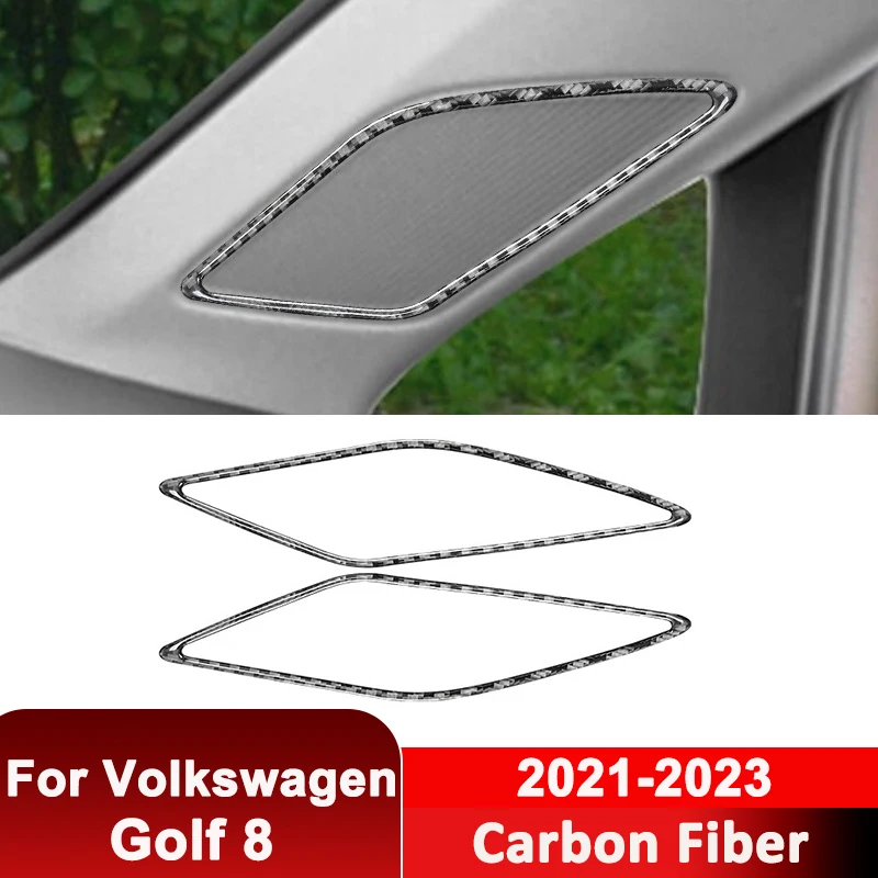 

For Volkswagen Golf 8 2021-2023 Carbon Fiber Car A-Pillar Speaker Tweeter Trim Frame Decorative Sticker Interior Accessories