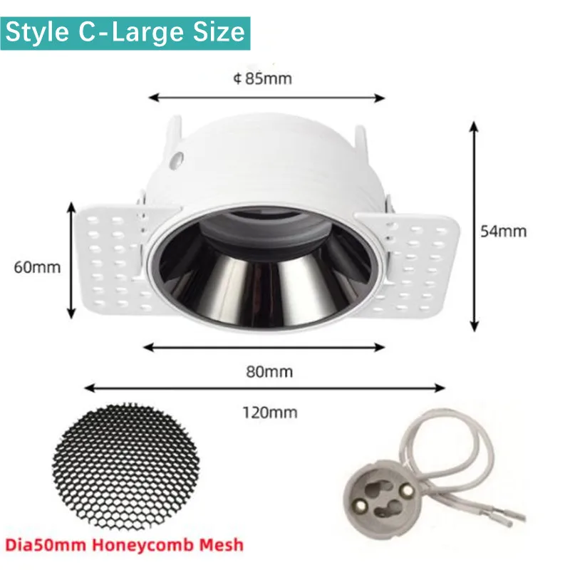 Gu10/mr16 Lamphouder Basis Verzonken Led Trimless Plafond Downlight Beugel Spotlight Dubbele Kop Montageframe Socket - afbeelding 1