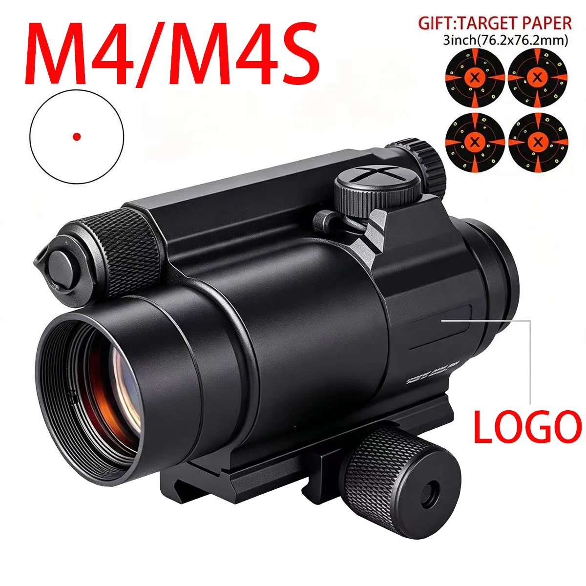 Tactical M4/M4S 2MOA Red Dot Reflex Sight Optic Rifle Scope with QRP2 Quick Detach Mount Fit AR15 Airsoft Hunting  with Logo