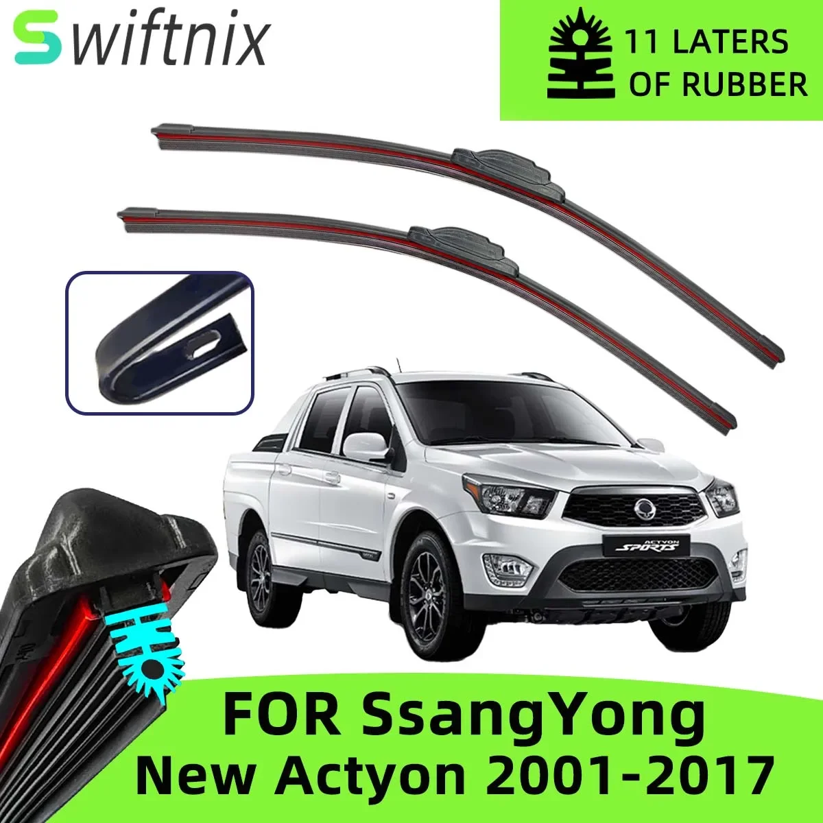 

Car Wiper For SsangYong New Actyon 2001-2017 Front Windscreen Wipers Double Rubber Car Wiper Blades Car Accessories