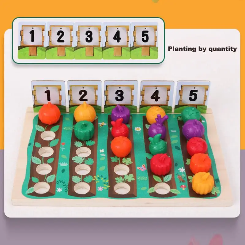 Juego de cosecha de granja con forma de vegetales falsos, juego de cosecha a juego, aprendizaje de habilidades motoras finas, juguetes para chico, juego de simulación para niños