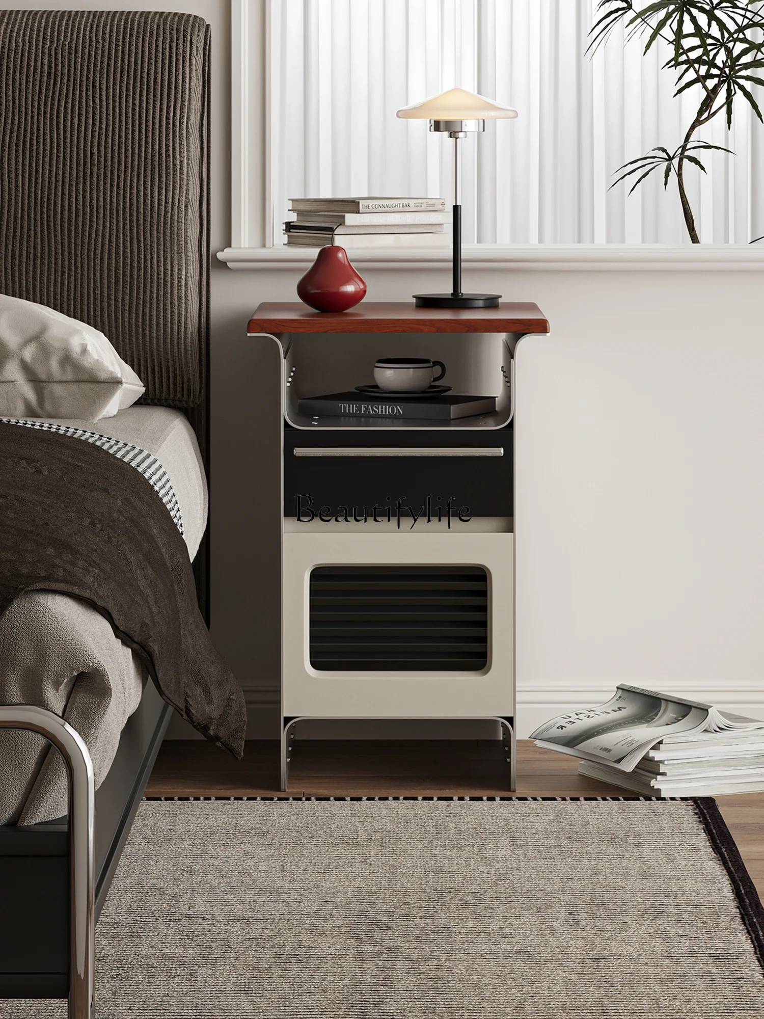 

LXModern simple metal bedside table commercial bedroom storage side cabinetSSS
