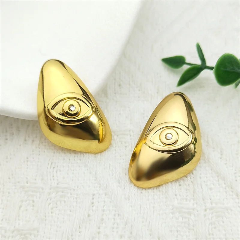 Stainless Steel Evil Blue Eye Crystal Earrings for Women Girls Gold Color Turkish Lucky Eye Studs Earring Jewelry GiftsZZZ1102 view 2