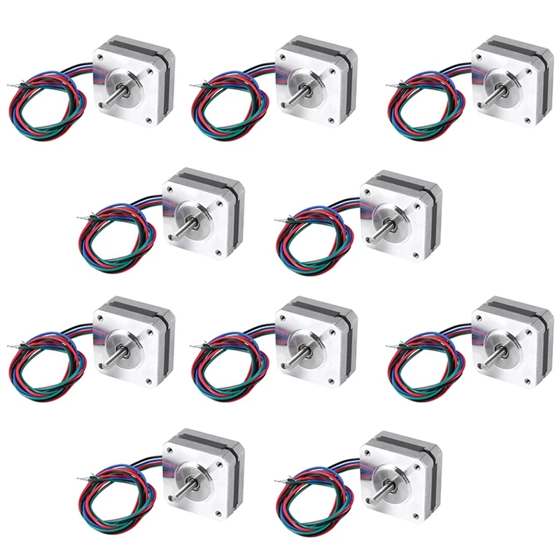 10 PCS 17HS08-1004S Silvery Stepper Motor 20Mm 1A 13Ncm(18.4Oz.In) 42 Motor Nema 17 Stepper For DIY 3D Printer