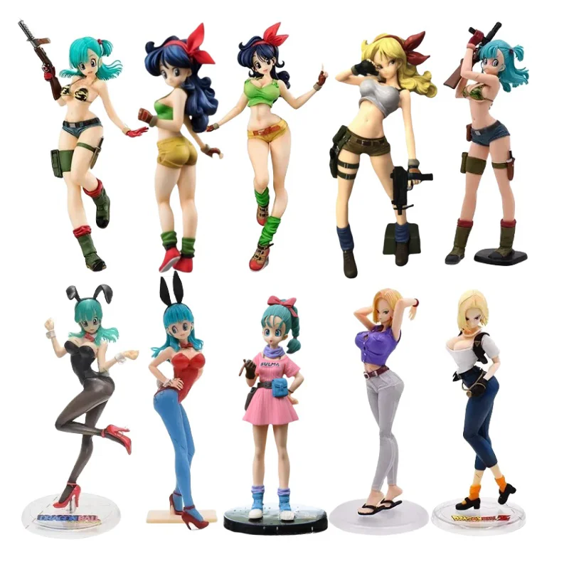 DBZ Anime Figurine Android Launch Bulma Camouflage Kawaii Sexy Bunny Girl VC Action Figures Model Collectible Toys