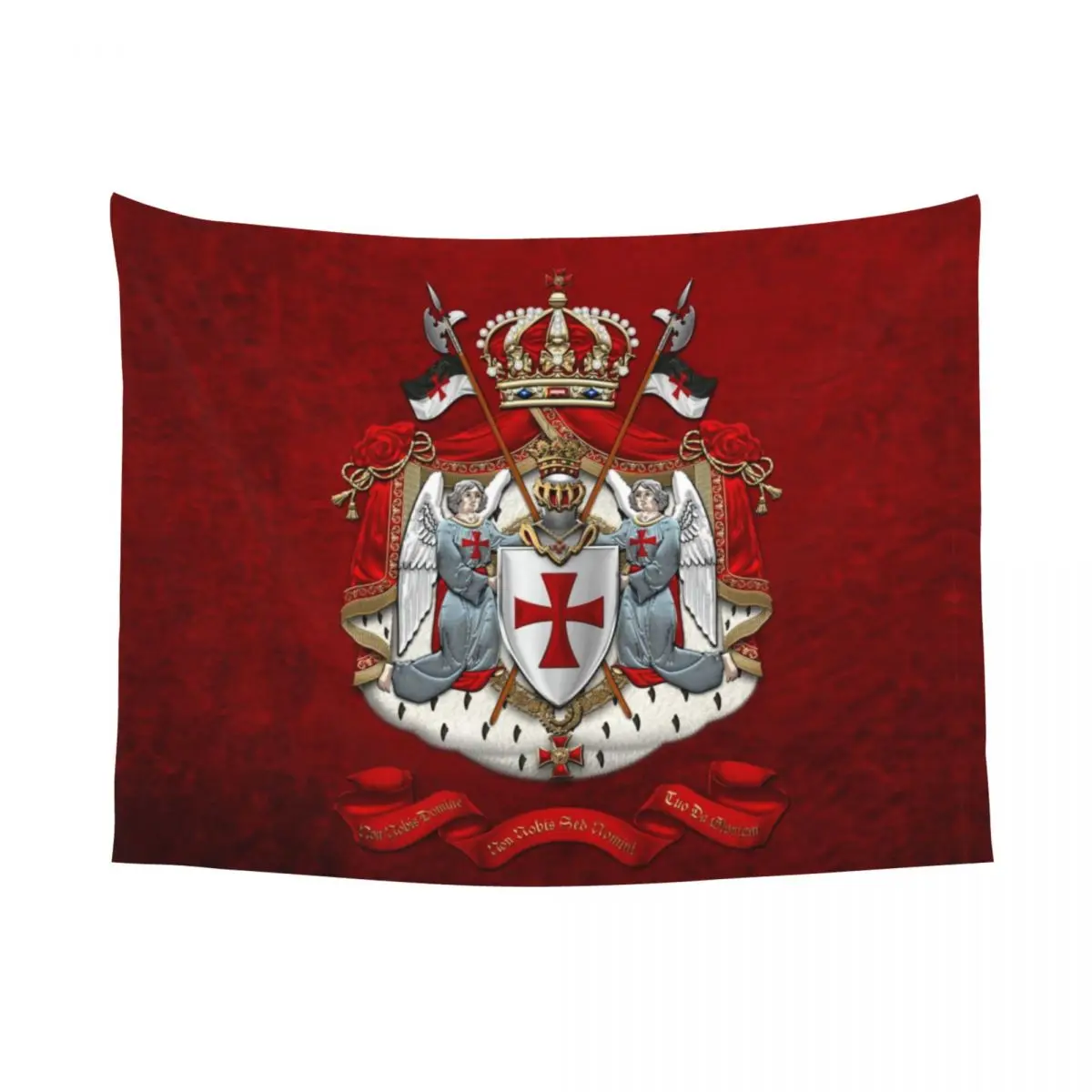 Custom Knights Templar Flag With Coat Of Arms Hippie Tapestry for Living Room Dorm  Medieval Warrior Cross Tapestries Home