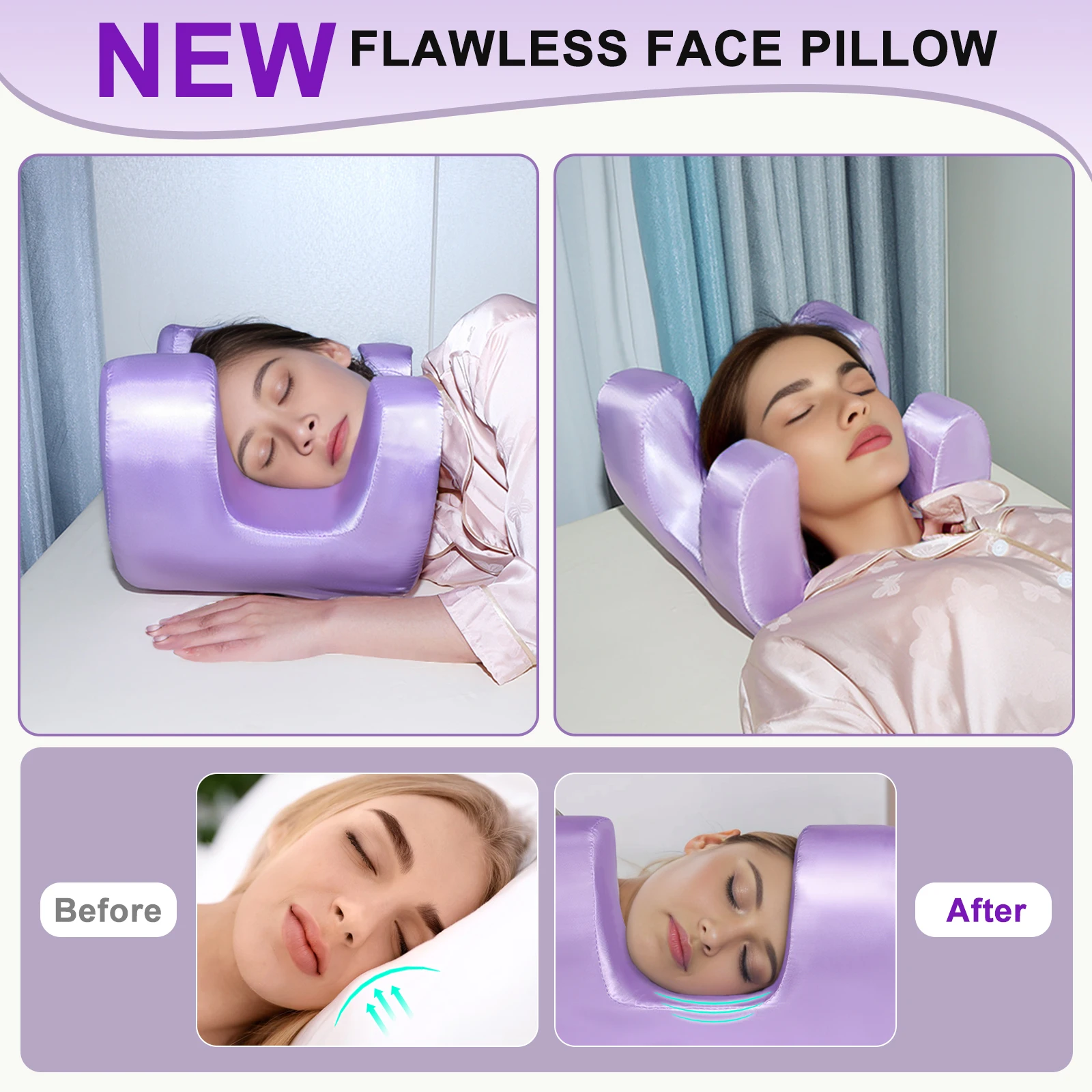 【Sleep Beauty Solution】Anti-Aging Pillow, Memory Foam Cervical Pillow with Satin Cover to Prevent Wrinkles & Refresh Skin