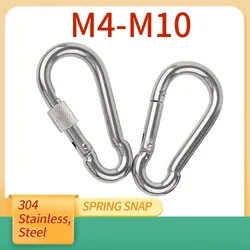 1/2/5Pcs M4 M5 M6 M8 M10 304 Stainless Steel Spring Snap Carabiner Quick Link Lock Ring Hook snap shackle Chain Fastener Hook