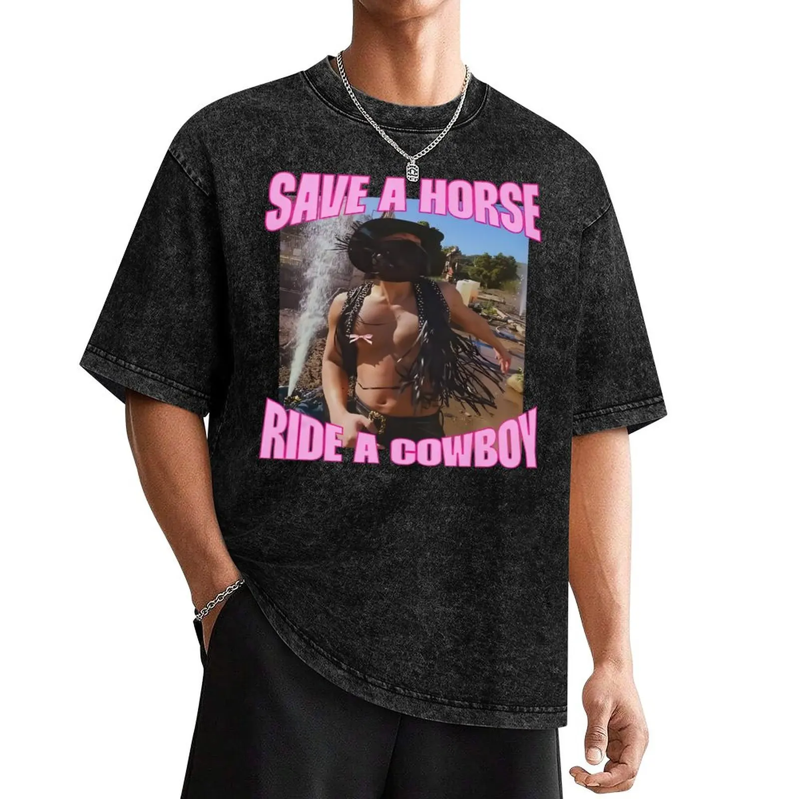 Ateez Save a Horse Ride a Cowboy T-Shirt vintage anime shirt blanks animal prinfor boys oversized t shirts for men