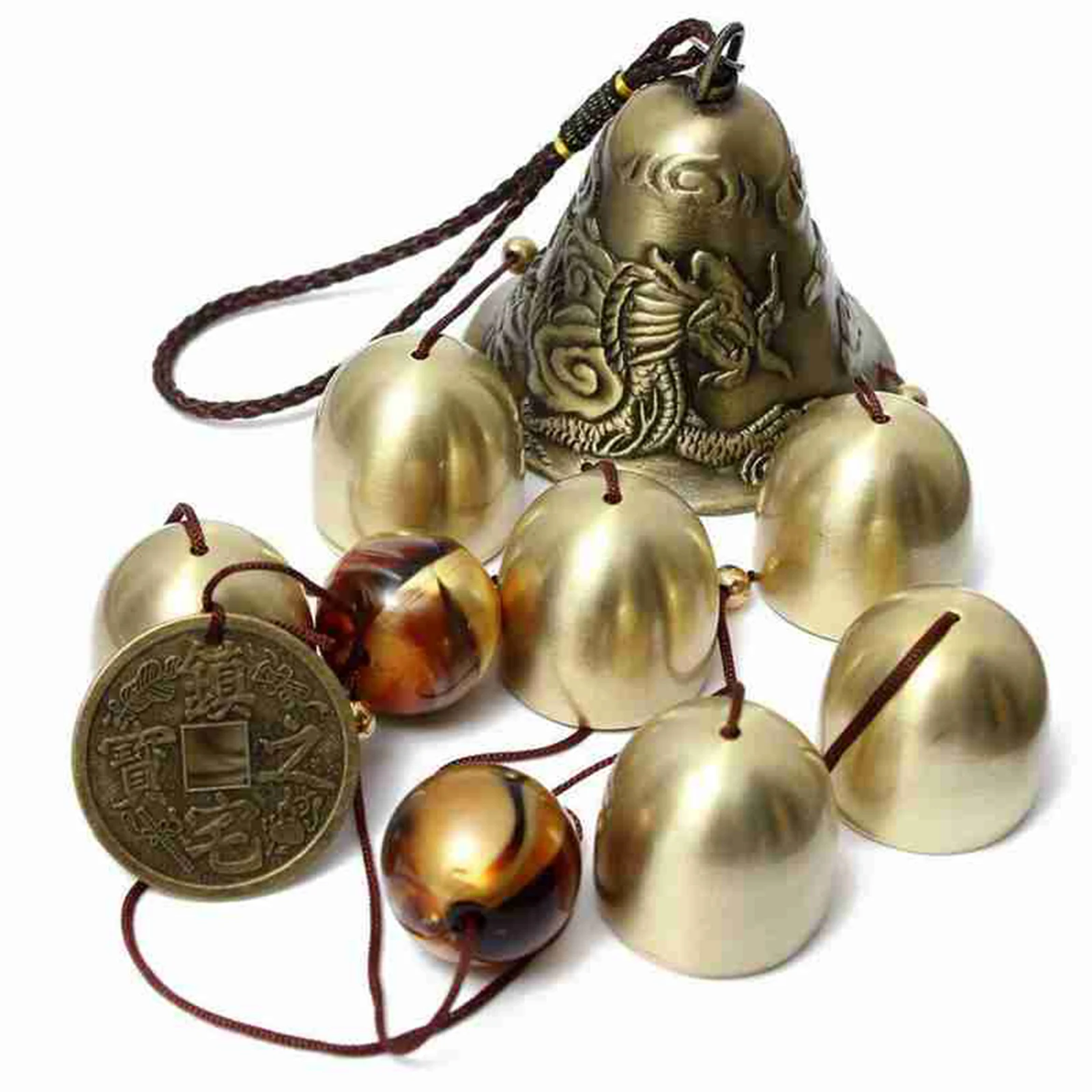 Metal Copper Wind Chime Pendant Door Decoration Alloy Bell Feng Shui Pendant Town House Lucky Money Shop Doorbell Metal Chime