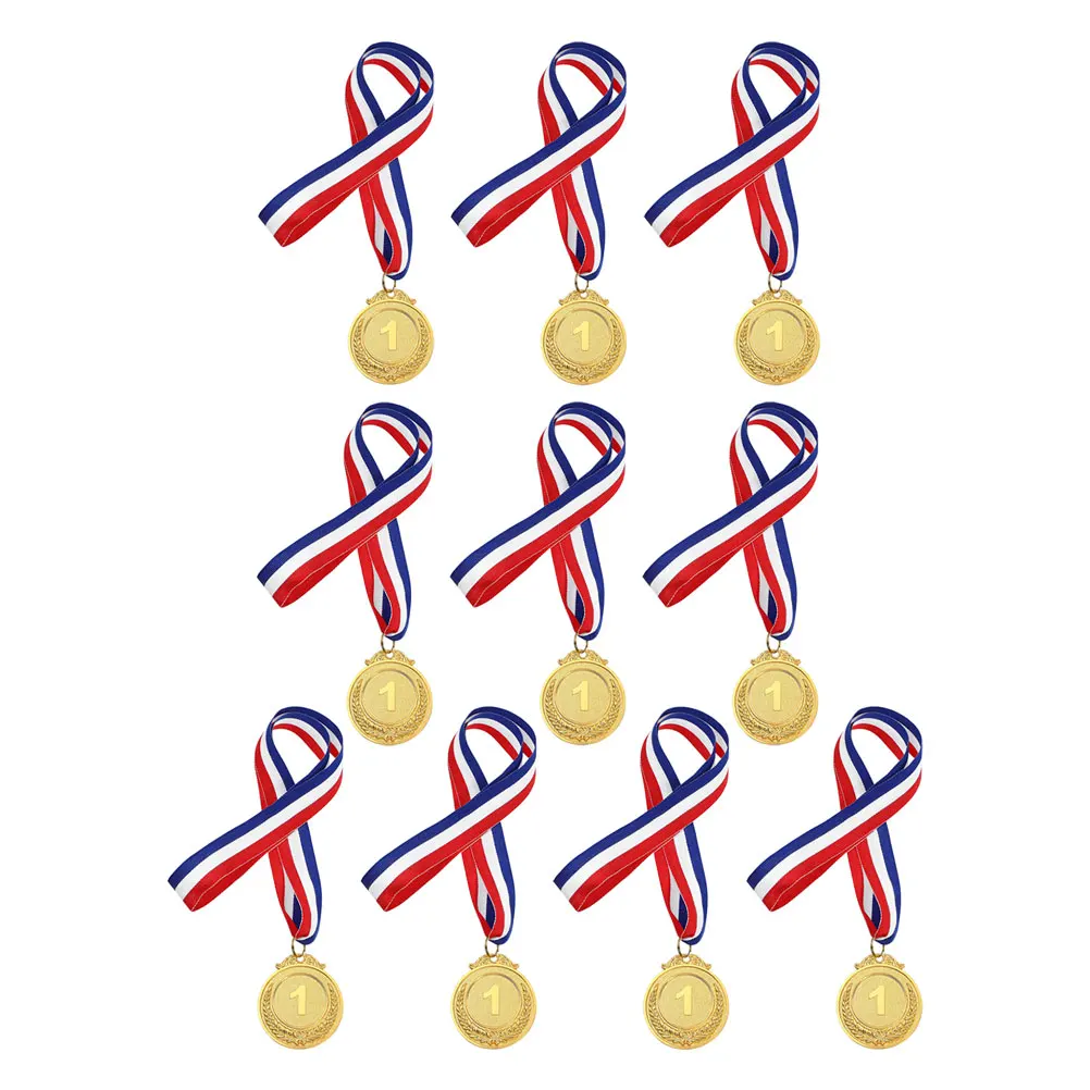 

10pcs Digital Medals Gold for Adults Kids Sports Zinc Alloy Ribbon Competition Prize Child Lightweight Durable Practical