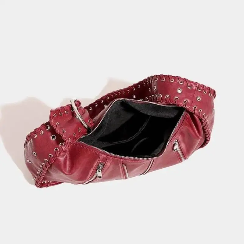 Bloom Hot Girls Red Tote Bag Purse Women High Street Large Capacity Pu Leather Casual Y2k Handbag Ladies Retro Shoulder Bags