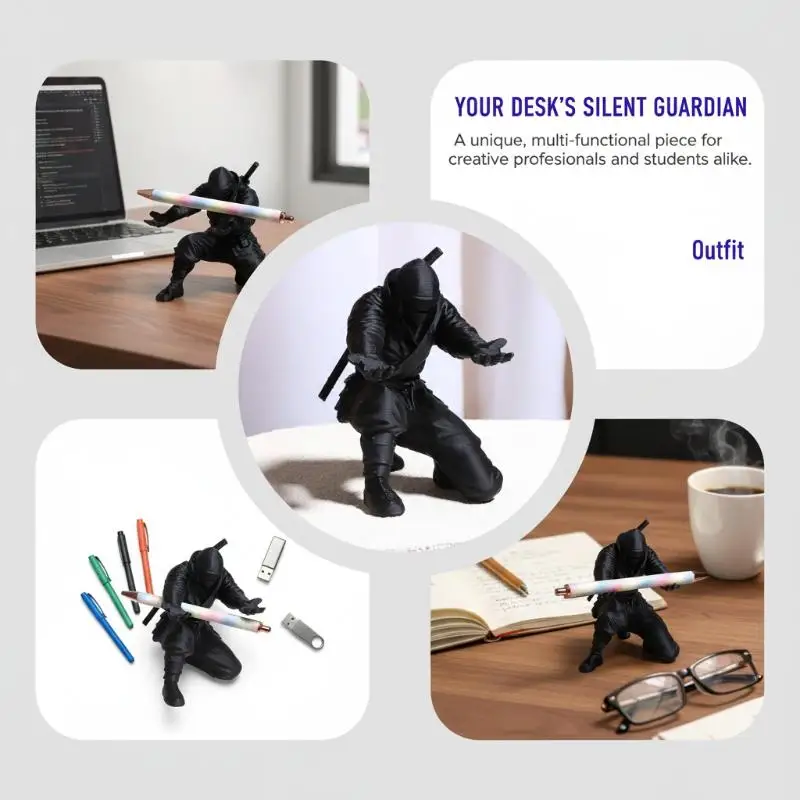 Ninjastyle Pen Holder Artistic Desk Organizer Cool Stationery Storage Box for Teen Room Home Study Office
