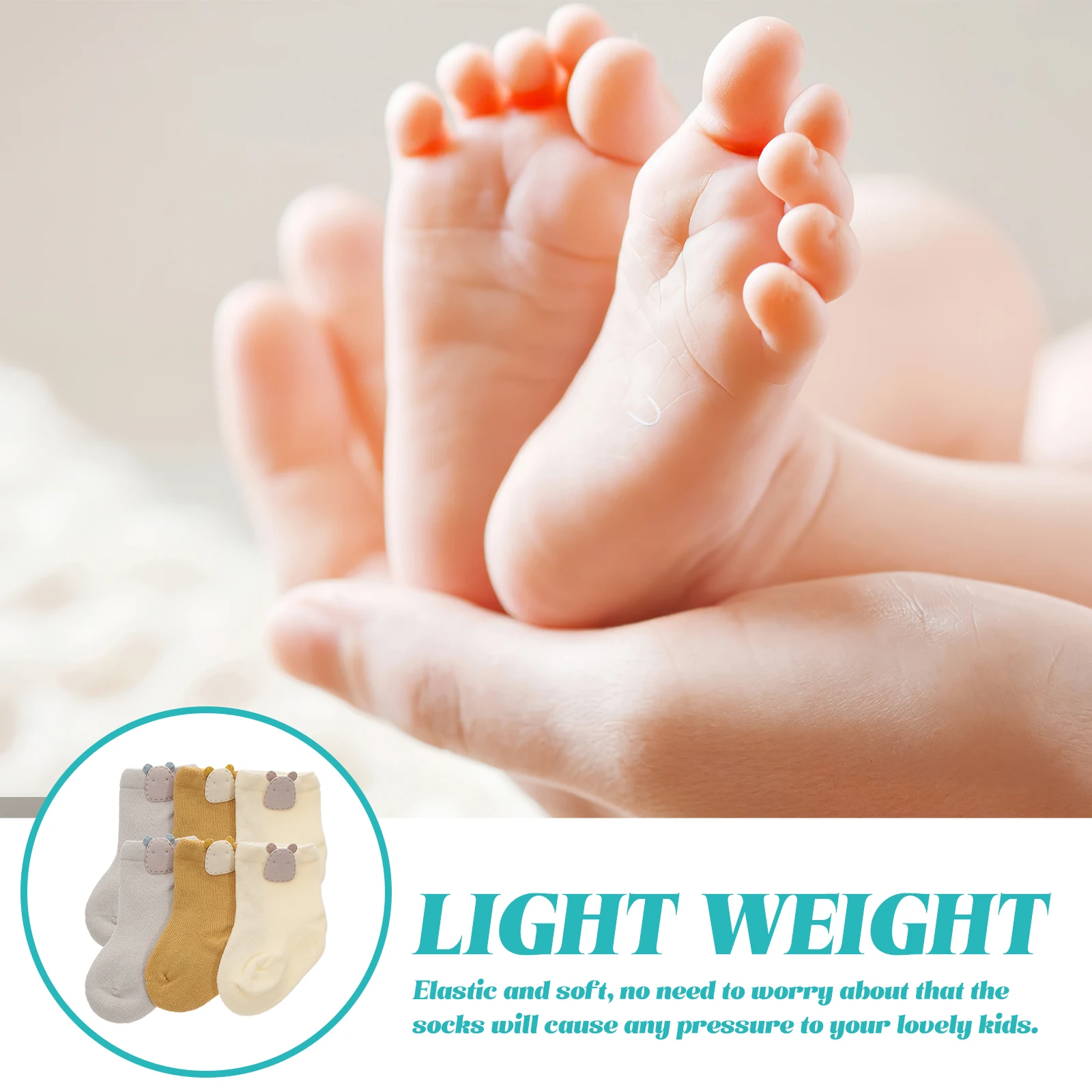 

6pcs Baby Socks Cotton Cartoon Newborn Socks Soft Breathable Non Slip Adjustable Spring Autumn Wear Panda Size Xs 0-6 Months