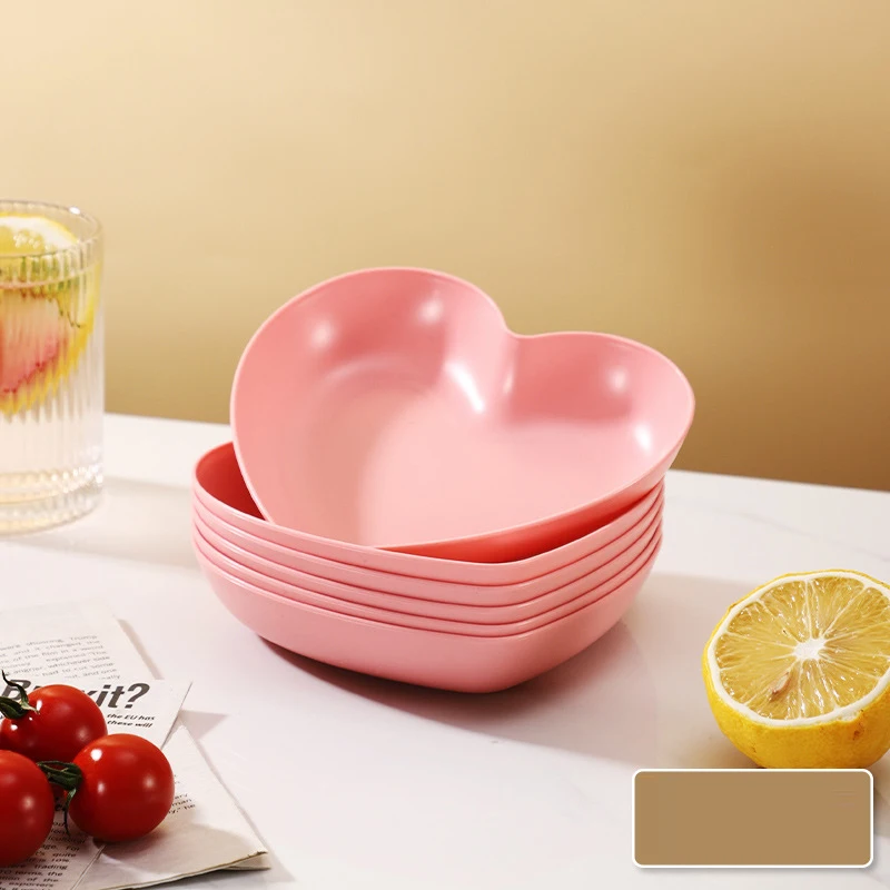 

6Pcs Pink Heart Shaped Dinner Plates Creative Love Snack Fruit Plate Bone Spitting Disc Wedding Valentine's Day Party Supplies