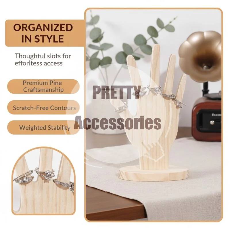 Multifunctional Wooden Jewelry Display Rack Bracelet Ring Earring Necklace Holder for Home Vanity Shop Use