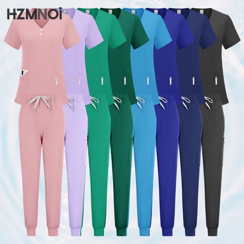 New Unisex Hospital Scrubs Sets Men Medical Uniforms Doctors Nurses Accessories Dental Clinic Salon Workwear Surgical Clothes