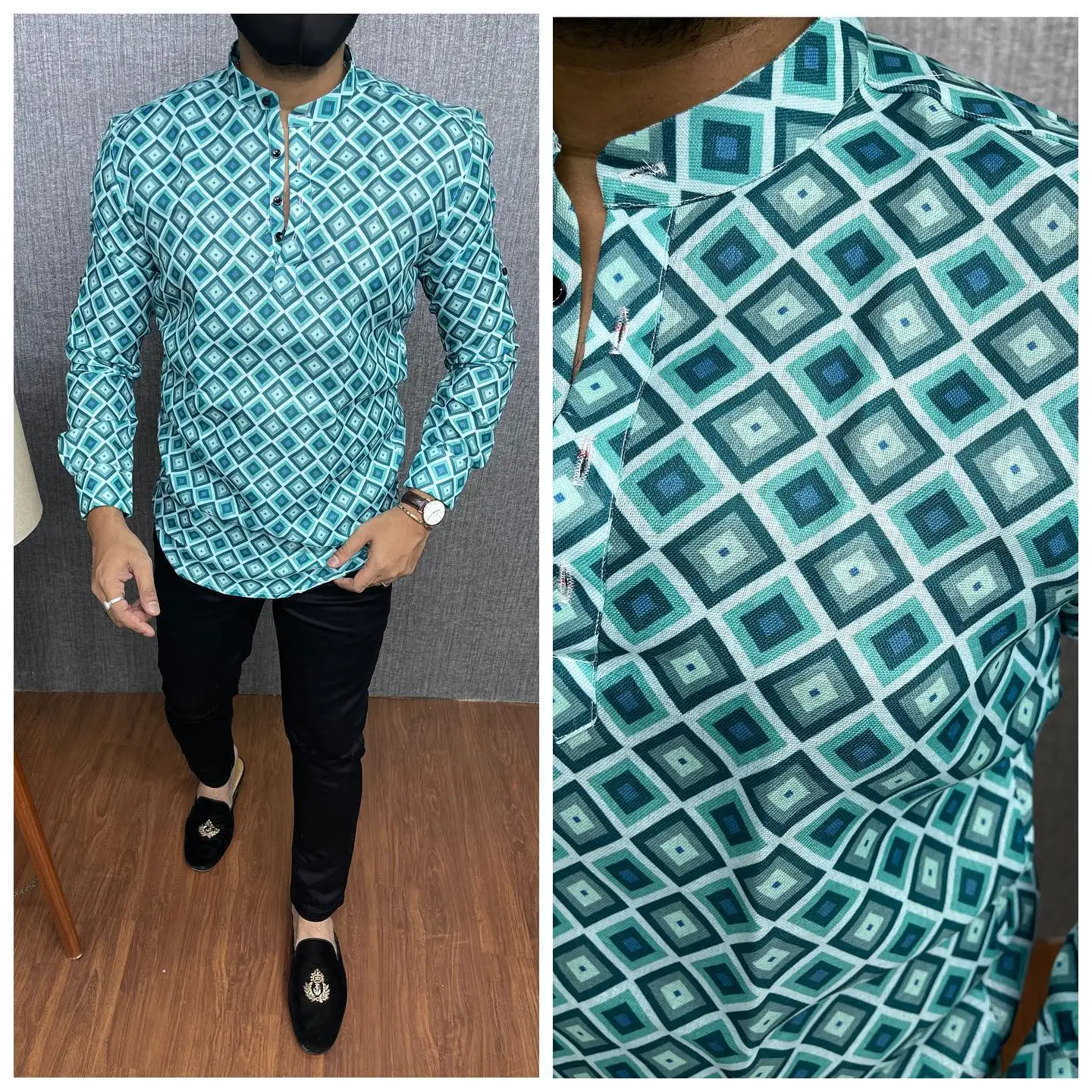 قميص مسلم قفطان دبي رداء رجالي بأكمام طويلة نمط عرقي 2026 ياقة واقفة ملابس عربية النمط الوطني الشرق الأوسط