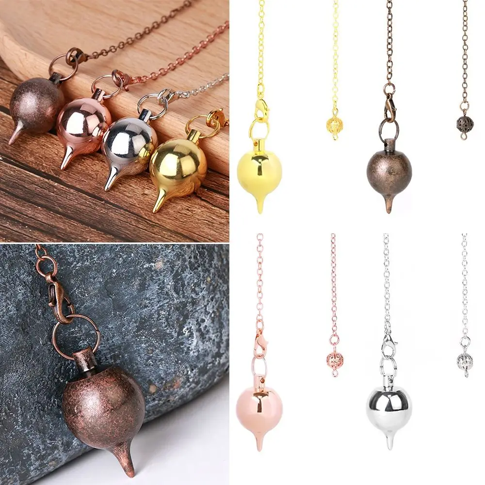 Presente moda jóias ouro prata antigo cobre rosa ouro radiestesia reiki pêndulo pingente cura amuleto metal cone redondo reiki