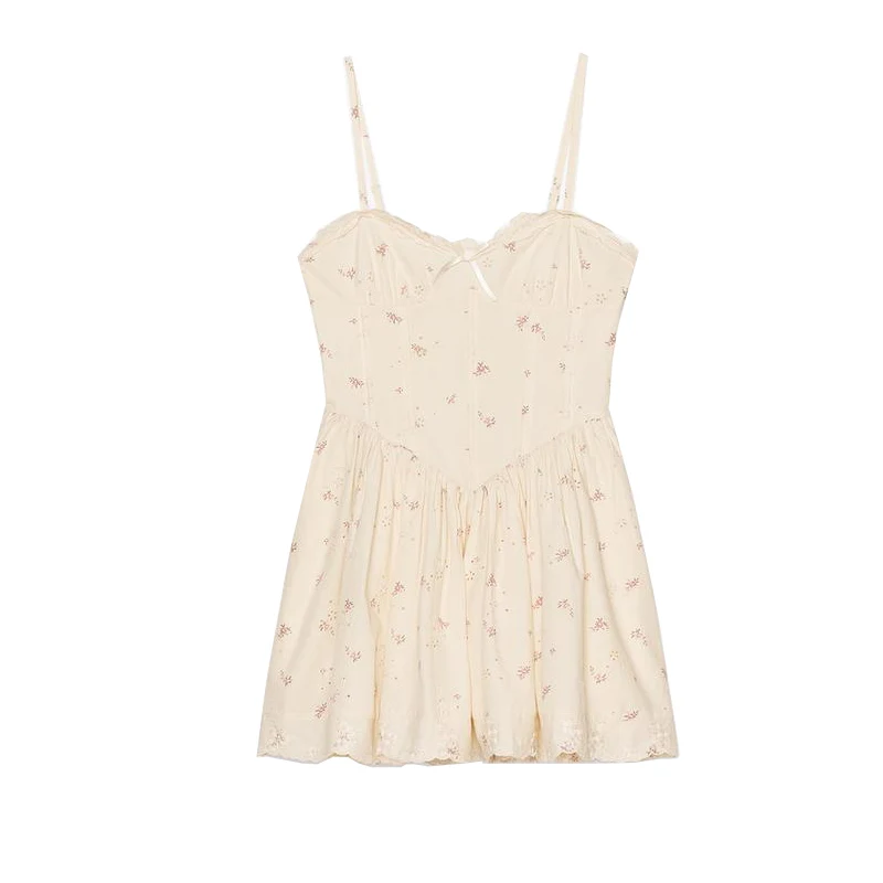 Sommer Neue Süße Sle ort Dr Gestickter Druck Seide Csole Rock Polyester Faser Hohe Taille Svel Blumenmuster