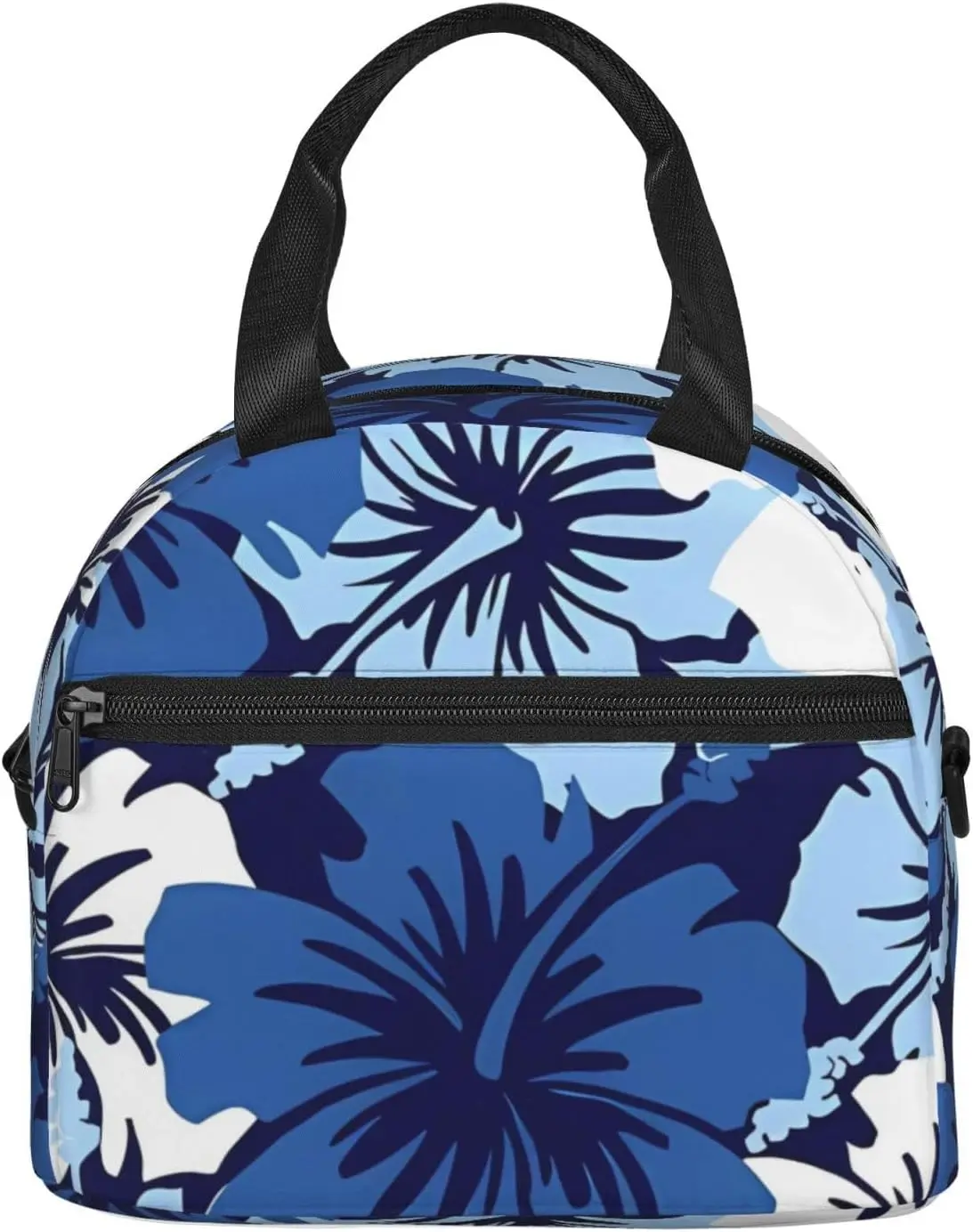 Blue Hibiscus Lunch Bag For Women Men Reusable Insulated Lunch Box Lunch Cooler Tote Bag For Work Picnic Travel