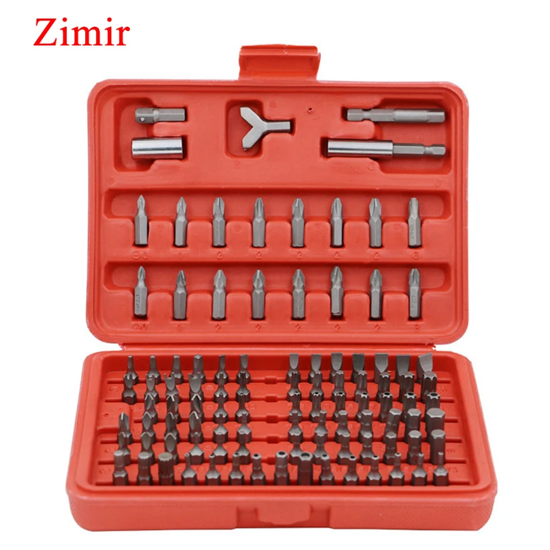 

Zimir 100 Pcs Screwdriver Bits Socket Set, Professional Screwdriver Tools, Slotted/Philips/Pozi/Torx/Square