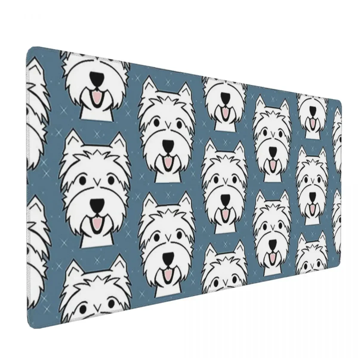 West Highland Terrier - Westies - Westie Dogs - Blue Large Mouse Pad Computer Keyboard Mouse Mat Gaming PC Laptop Desk Mat