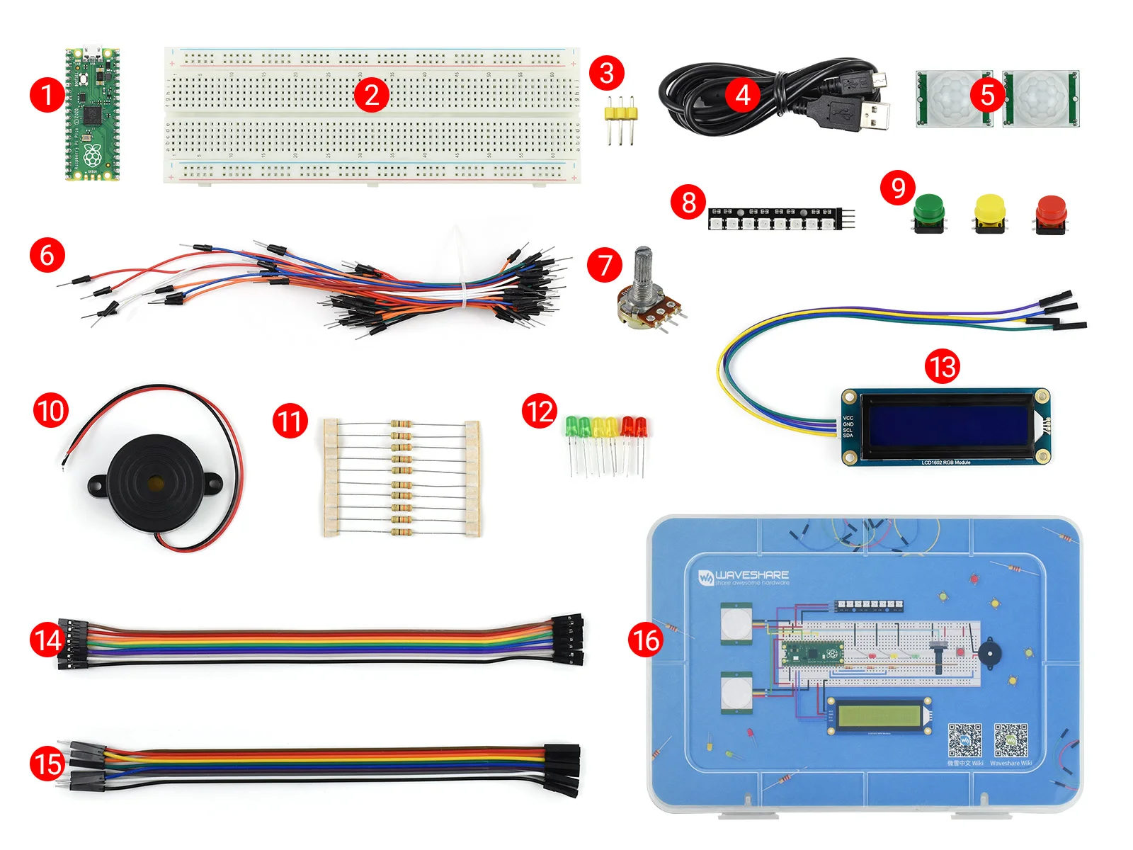 Raspberry Pi Pico Basic Kit, MicroPython Programming Learning Kit Basic Entry-level Kit Prepared for Pico