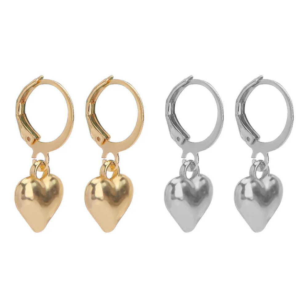 Temperament Alloy Heart-Shaped Earrings Fashion Personality Dangle Drop Earrings Minimalist Hoop Earrings Gift