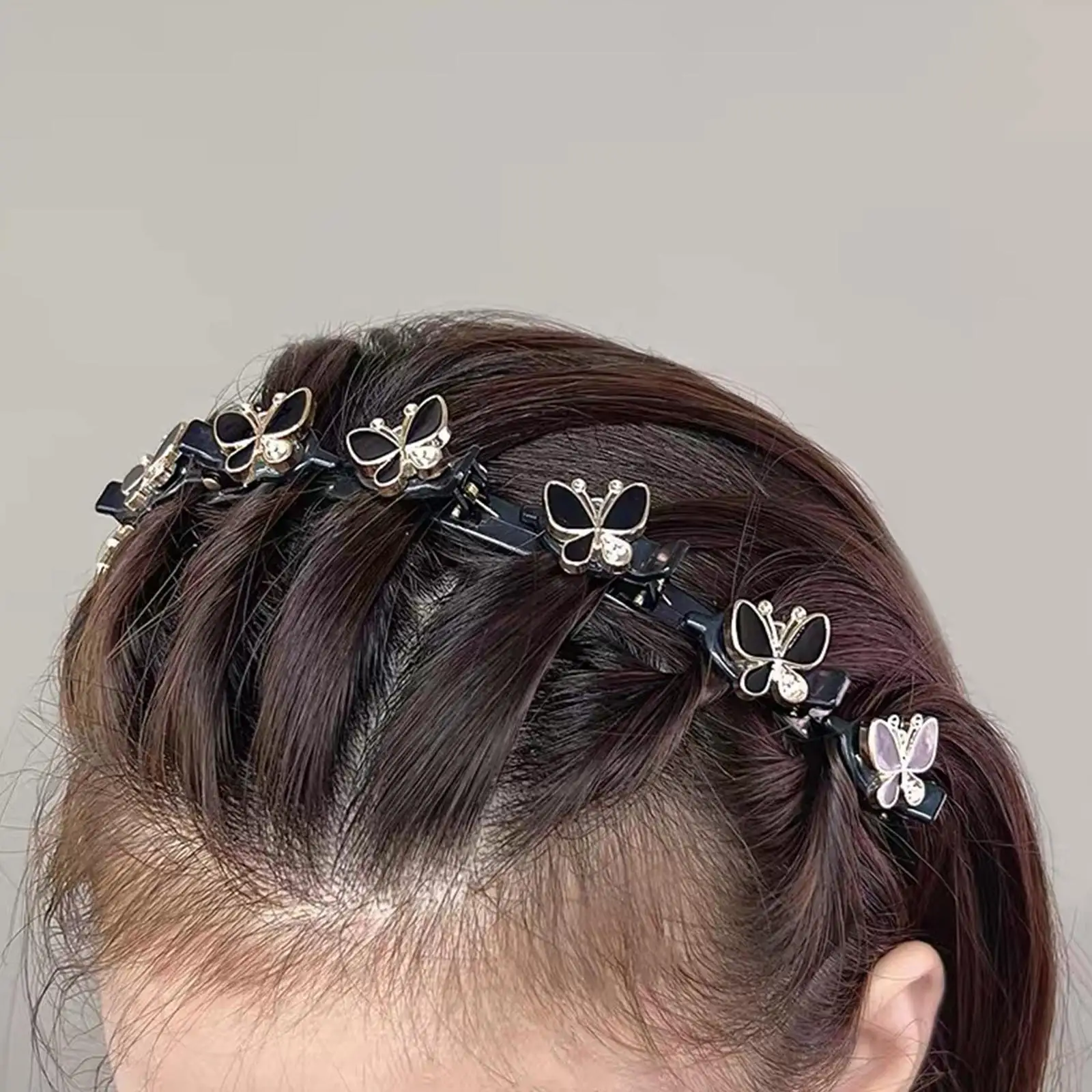 Fashionable Women\'S Butterfly Braid Hair Hoop Bangs Fixed Clip Multi-Layer Hollow Pressed Hairpins Combs New Hair Accessories