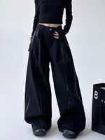 Women's Black Gothic Urban Pants Baggy Oversize Suits Long Pants Harajuku Japanese 2000s Style Y2k Emo Vintage Trousers Clothes