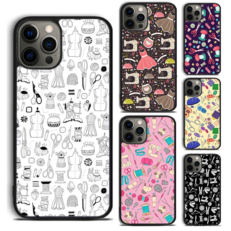 Sewing Machine Pattern phone Case Cover For iPhone 16 15 14 Plus XR XS apple 16 11 12 13 mini Pro Max coque