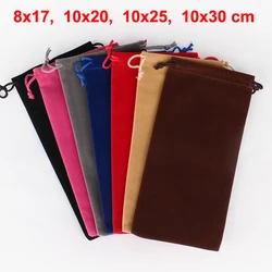 50 pçs/lote Drawstring Velvet Pouches Para Perfume Garrafa Telefone Presente de Natal Sacos de Embalagem 8*17 10*20 10*25 10*30 cm Logotipo Personalizado