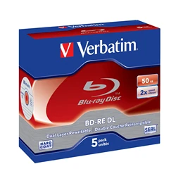 Verbatim Blu-Ray Disque BD-RE DL 50 Go 2X BDRE Blanc Bluray /05/2019 touristes Couche Réinscriptible 5Pcs