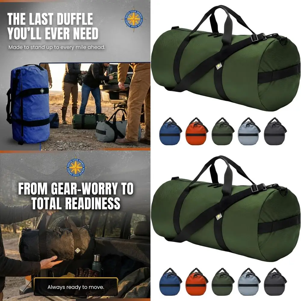 

Большая сумка-дафл из рипстопа, прочная и водонепроницаемая, с усиленными швами, компактная для путешествий (14 x 30, 75 л, зеленая)