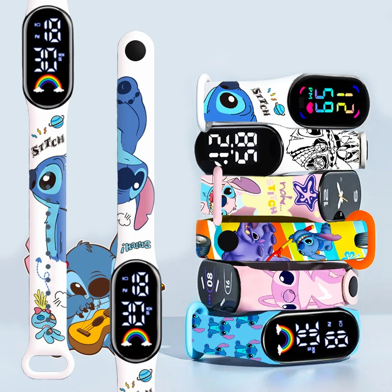Miniso Disney Cartoon Stitch Children Watches Girls Fashion Bracelet LED Women Watch Kids Electronic Digital Waterproof Clock