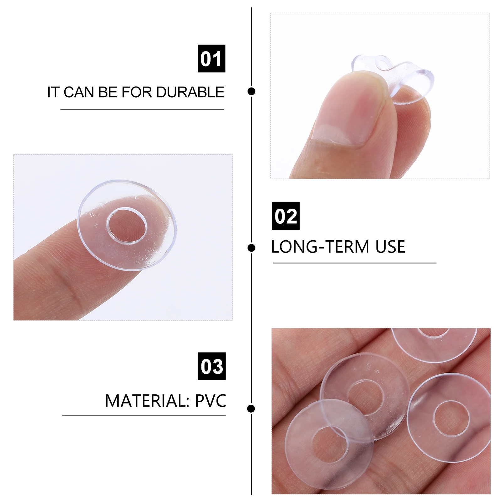

50pcs Screw Washer Clear Plastic Replacement Flat Washers for Shower Door Handles Towel Bars Faucet Hose Water PVC