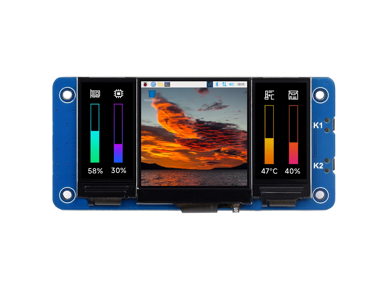 

Zero LCD HAT (A),Triple LCD HAT For Raspberry Pi,Onboard 1.3inch IPS LCD Main Screen And Dual 0.96inch IPS LCD Secondary Screens