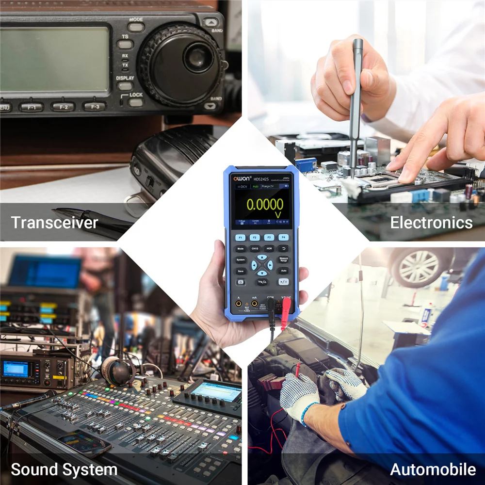 HDS242S HDS272S HDS2102S Signal Generator 2CH Digital Oscilloscope Sin Waveform 25MHz True RMS 40MHz/70MHz/100MHz Multimeter