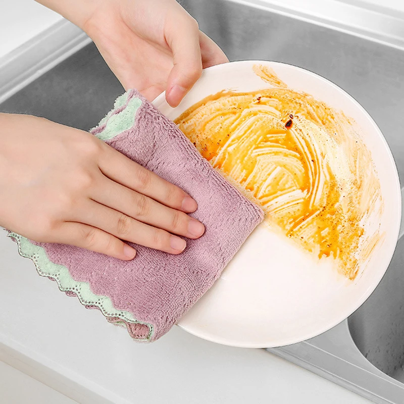 10PCS Kitchen Towel Double-sided Dish Cloth Is Non-oily Scouring Pad for Cleaning Super Absorbent Microfiber Cleaning Cloth