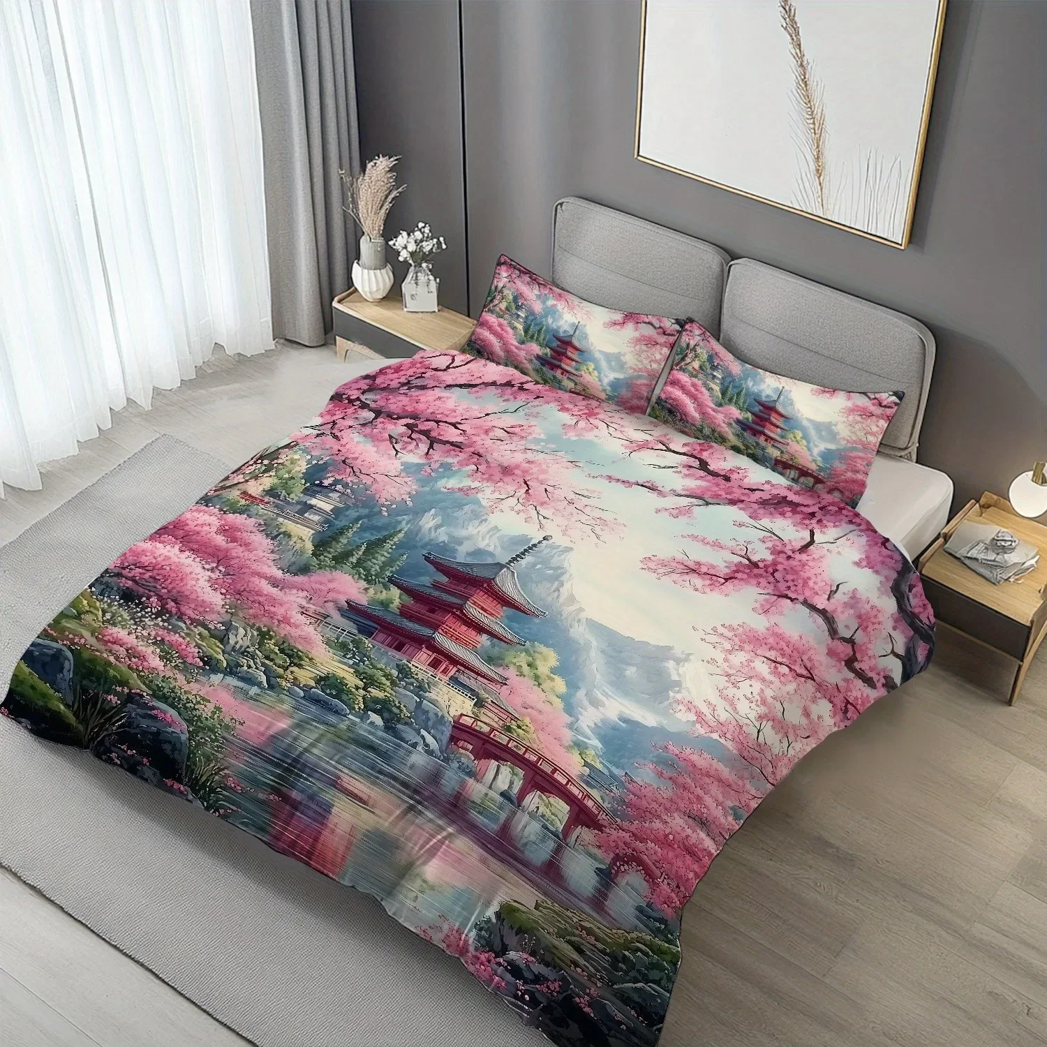 Japanese Style Bedding Set Soft Polyester Duvet Cover Set Quilt Cover With Pillowcase For Bedroom Decor Birthday Gift For Girls