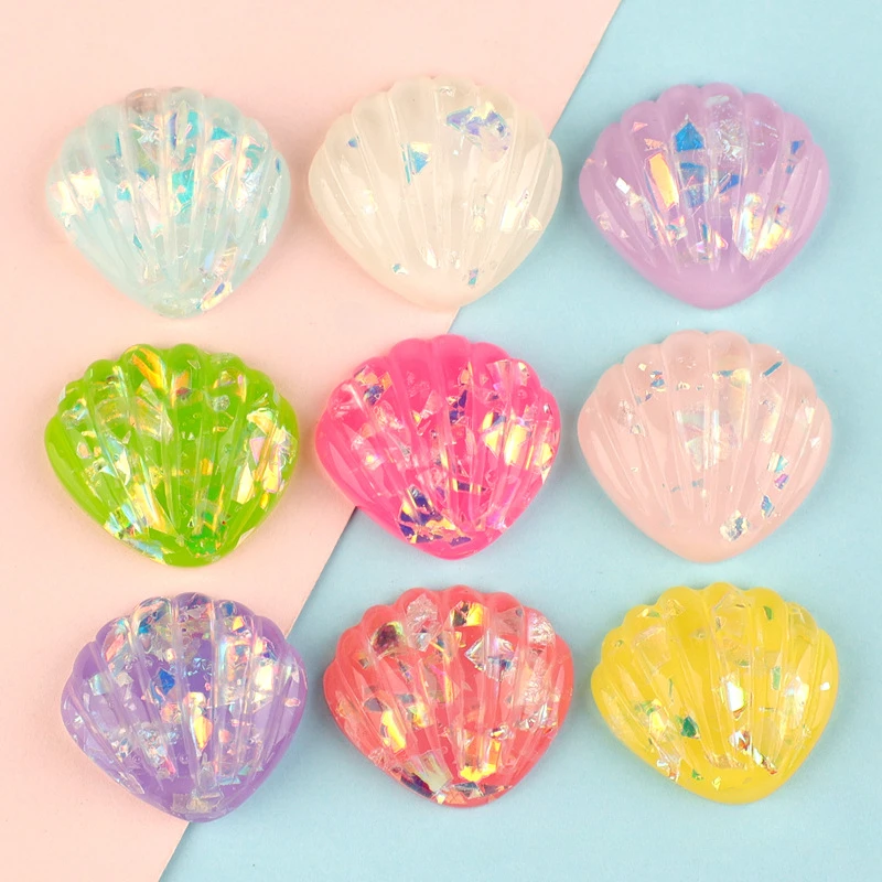 35pcs Kawaii Cute Shining Pearl Shells Flat Back Resin Cabochons Scrapbooking DIY Jewelry Craft Hair Clip Decoration Accessories