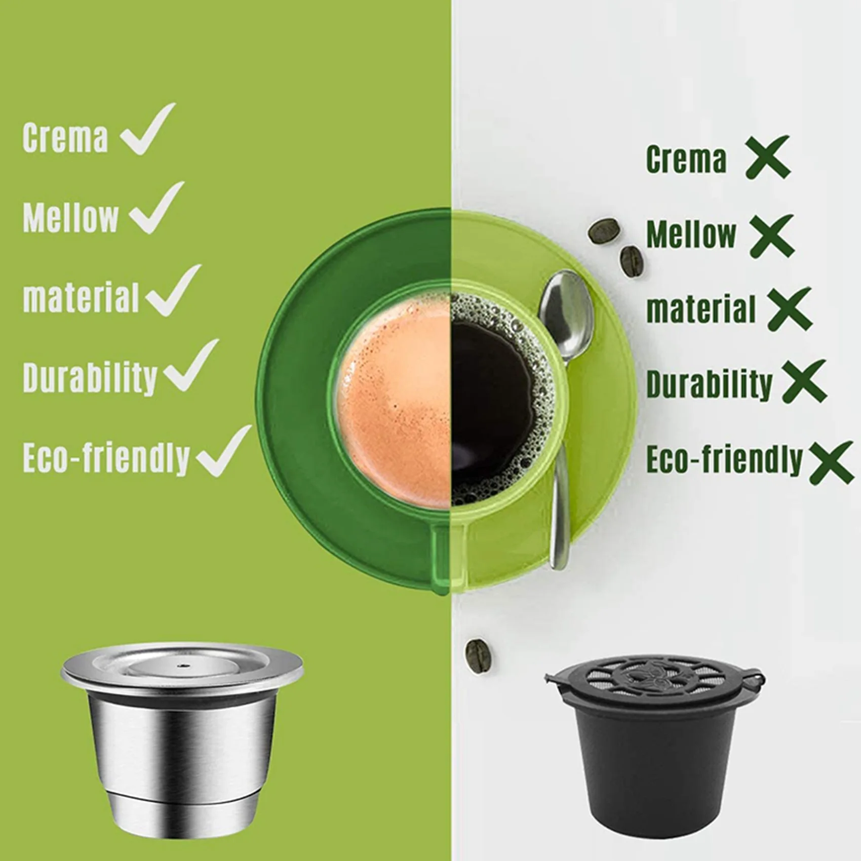 A39M 4X Espresso Refillable Capsules Reusable Nespresso Pod Espresso Coffee Pod Stainless Steel Capsules Compatible